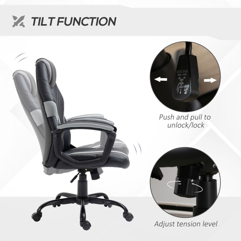 Gaming Chair Swivel Computer Racing Gamer Desk Chair, Black Grey - Cints and Home