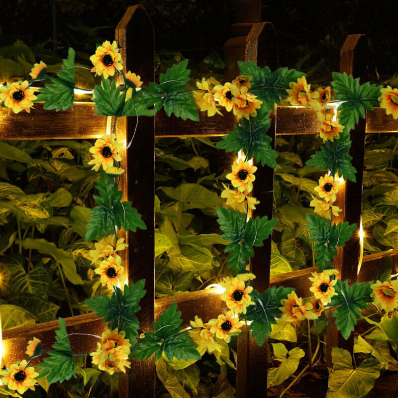 LED Solar Powered Sunflower Fairy String Lights Garden - Cints and Home