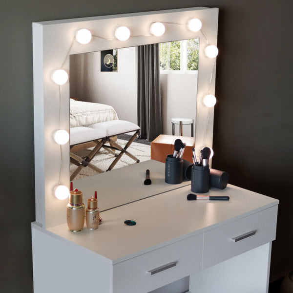 Dressing Table Mirror & Stool Set Vanity Makeup