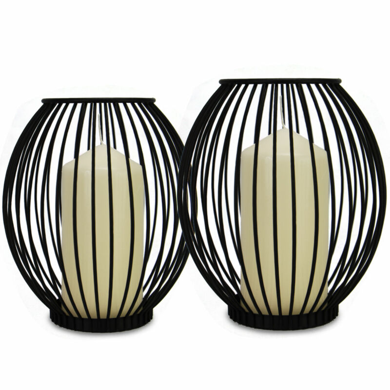 Cage Candle Holders - Set of 2 Black Small & Large