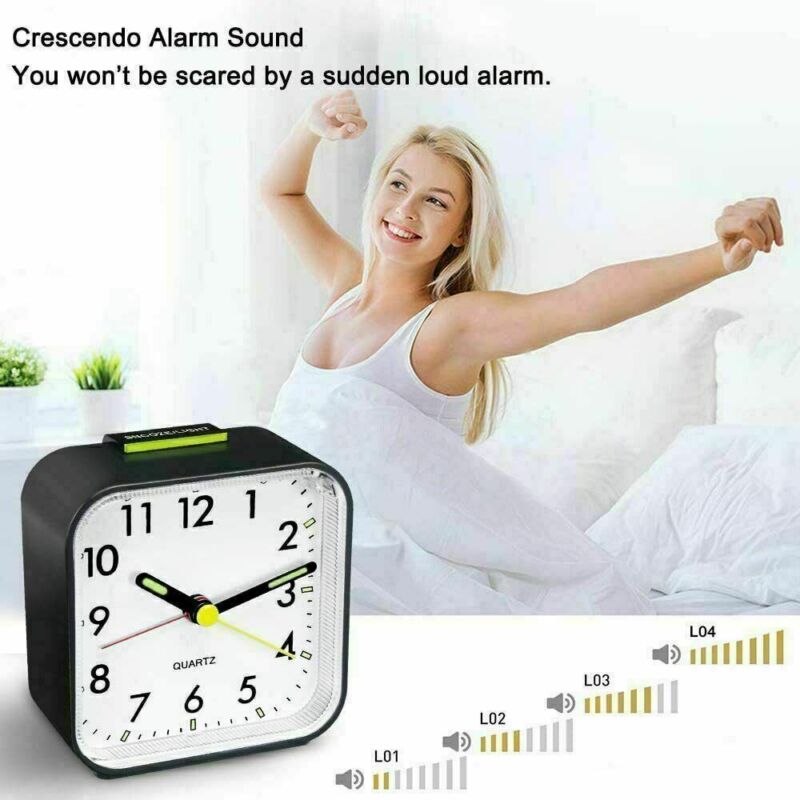 Quartz Alarm Clock With Night Light No Tick Snooze - Cints and Home