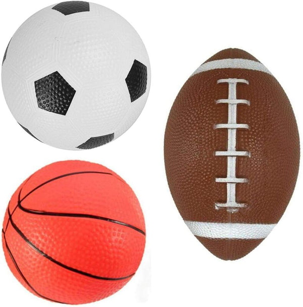 3 Mini Sports Balls Football Basketball Rugby Kids Children Play - Cints and Home