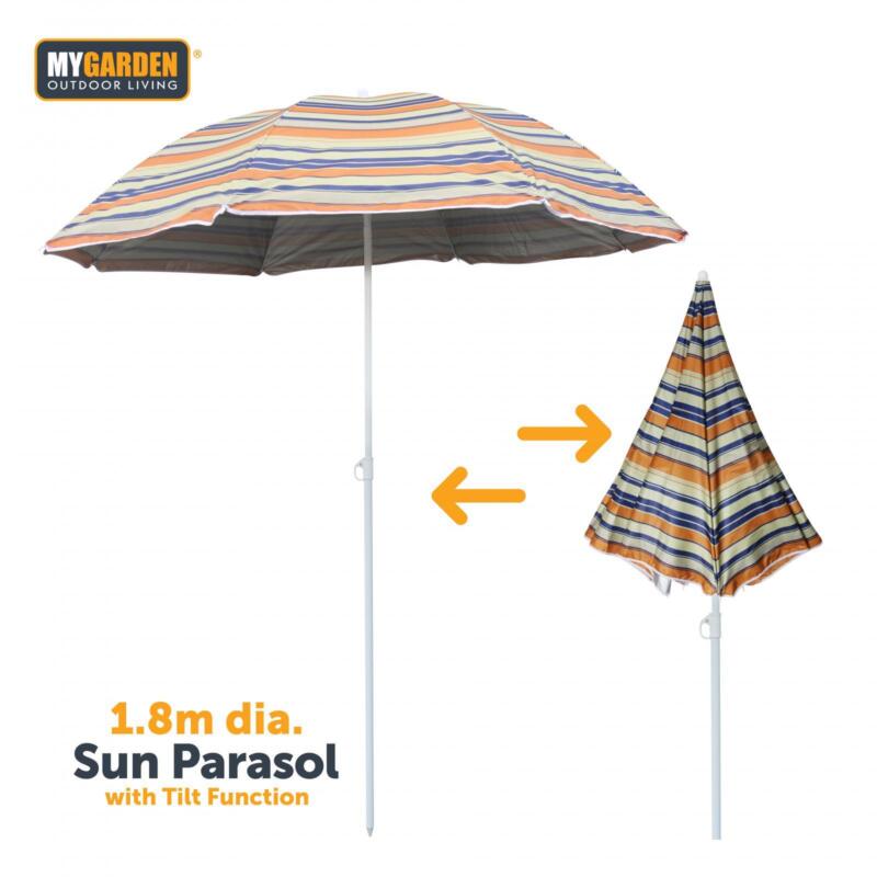 Beach Tilting Parasol Umbrella 1.8m Patio Garden Outdoor