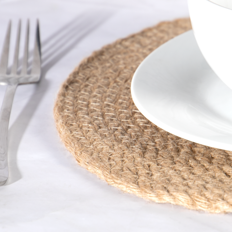 Natural Hemp Rope Round Placemats Set of 4 Tablemats
