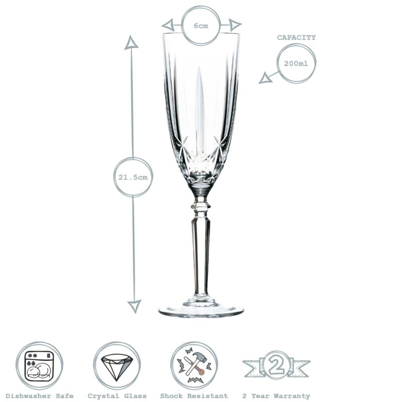 RCR Crystal 6x Orchestra Champagne Flutes Glasses