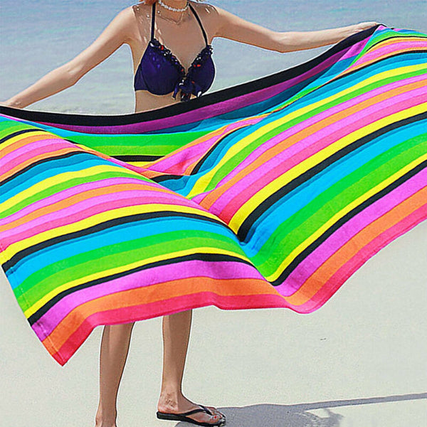 Extra Large Striped Microfibre Lightweight Beach Towel Quick