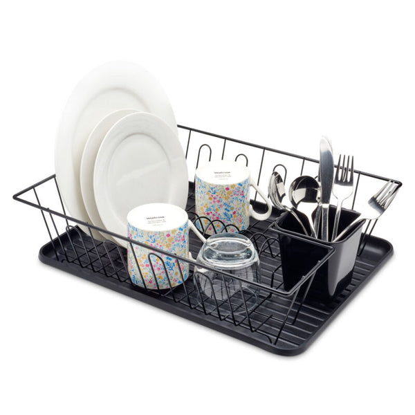 Large Black Kitchen Dish Drainer Rack With Drip