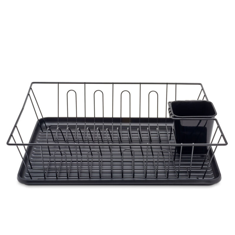 Large Black Kitchen Dish Drainer Rack With Drip