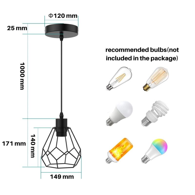 EMKE Industrial Ceiling Pendant Light 3 Lamp Shades Fitting