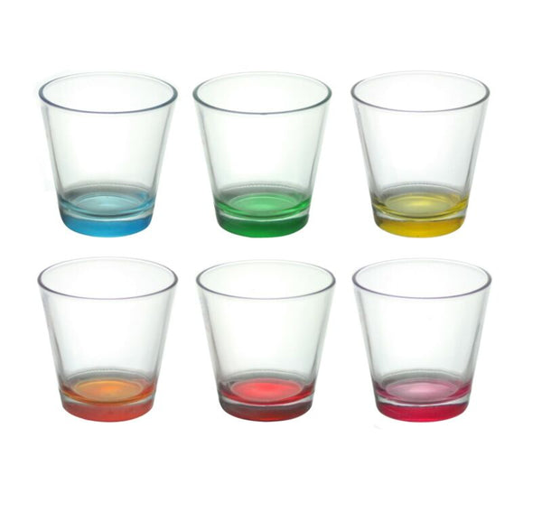 Set Of 6 Coloured Base Glasses Set Glass Tumblers