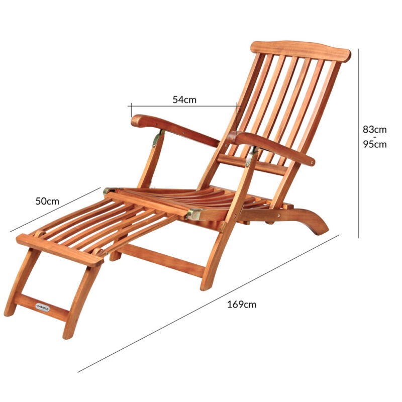 Wooden Deck Chair Patio Garden Outdoor Sun Lounger