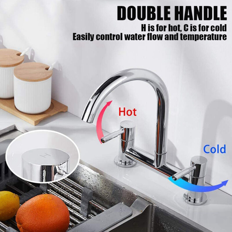 Modern Kitchen Sink Mixer Taps Swivel Spout Dual Lever - Cints and Home