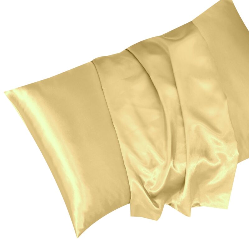 2 x Satin Pillowcase Soft Silk Pillow Cushion Covers