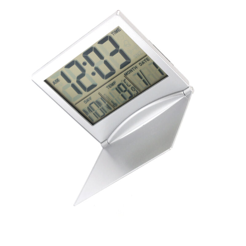 Digital LCD Folding Desktop Travel Alarm Clock Calendar Temperature Snooze Clock - Cints and Home