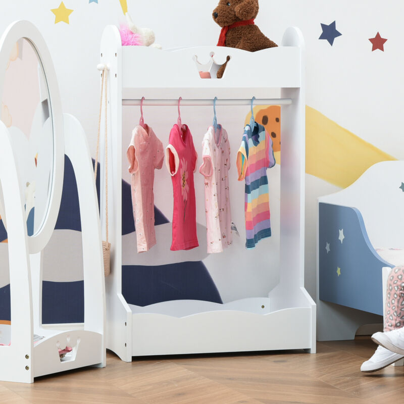 Kids Wood Clothes Rack with Storage