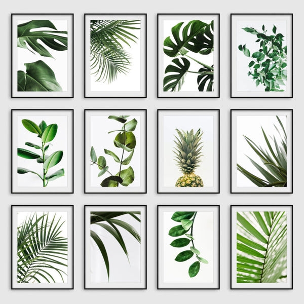 Botanical Tropical Leaves Wall Art Prints Bedroom