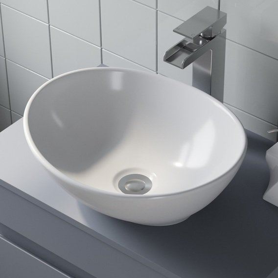 Bathroom Vanity Wash Basin Sink Countertop Oval Curved - Cints and Home