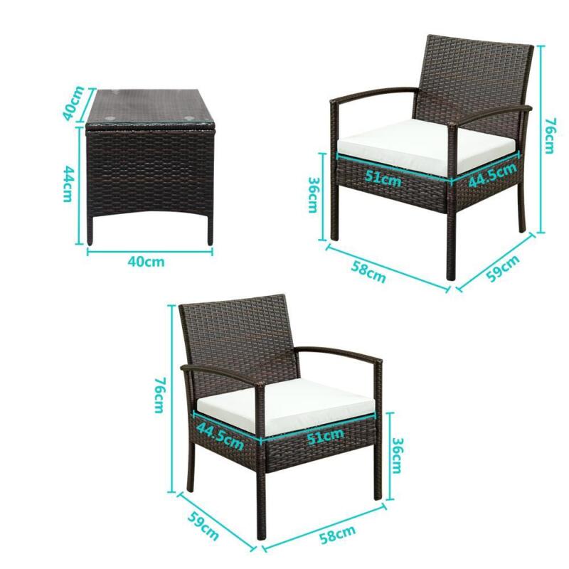 3PCS Rattan Garden Furniture Bistro Set Chair Table Patio - Cints and Home
