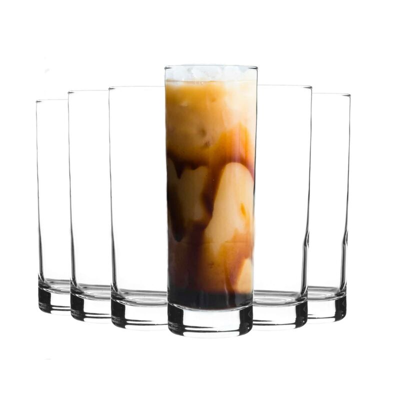 6x Ada Highball Glasses Contemporary Water Juice