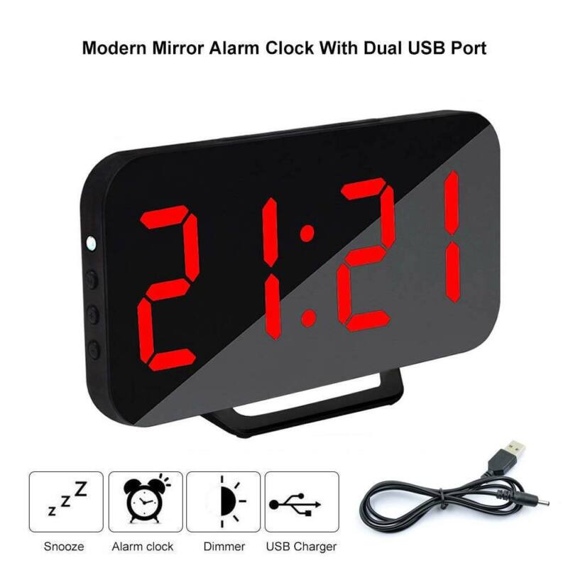 Digital Electronic Mirror Alarm Clock Red LED - Cints and Home