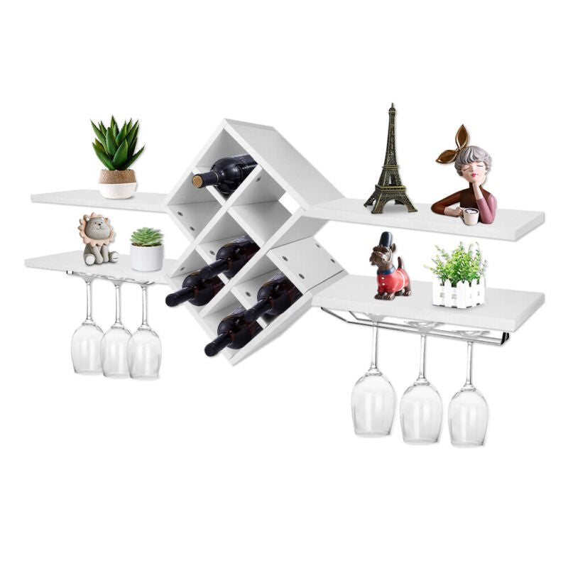 Wall Mounted Wine Rack Floating Glass Storage