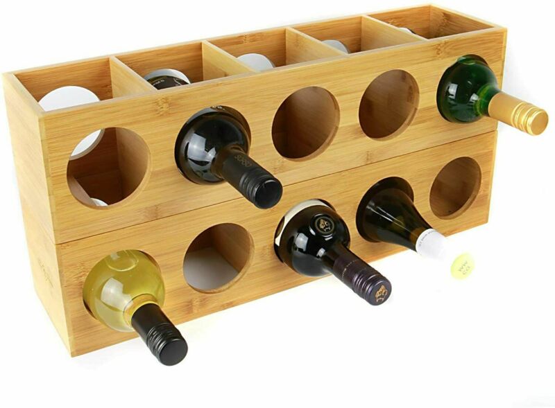 Bamboo Wood Stackable Wine Rack Stand Holder