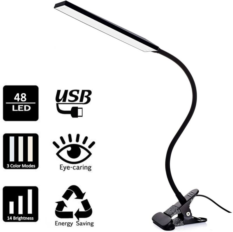 48LED USB Clip On Flexible Desk Lamp Dimmable
