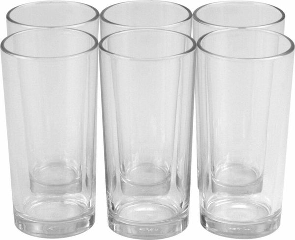 6PC Highball Drinking Glasses Tumblers Set Tall Long