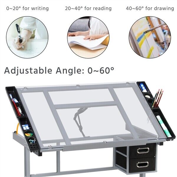 Rolling Adjustable Height Drawing Drafting Table