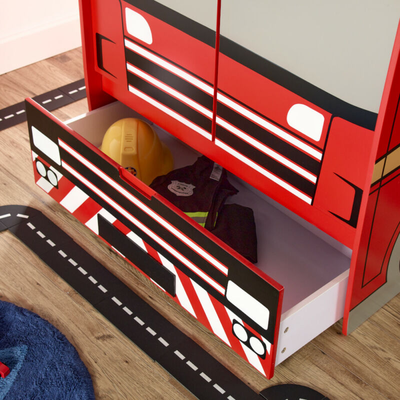 Wooden Wardrobe, Fire Engine Red Wooden Wardrobe - Cints and Home