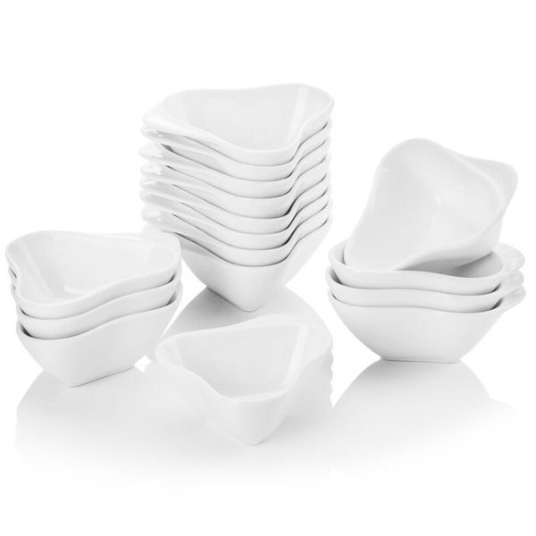 16pc 3" Mini Ramekins Porcelain Heart-shaped Snack Serving Dishes Bowl