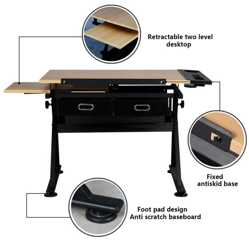 Adjustable Drafting Table/Stool Set Wooden Art Desk