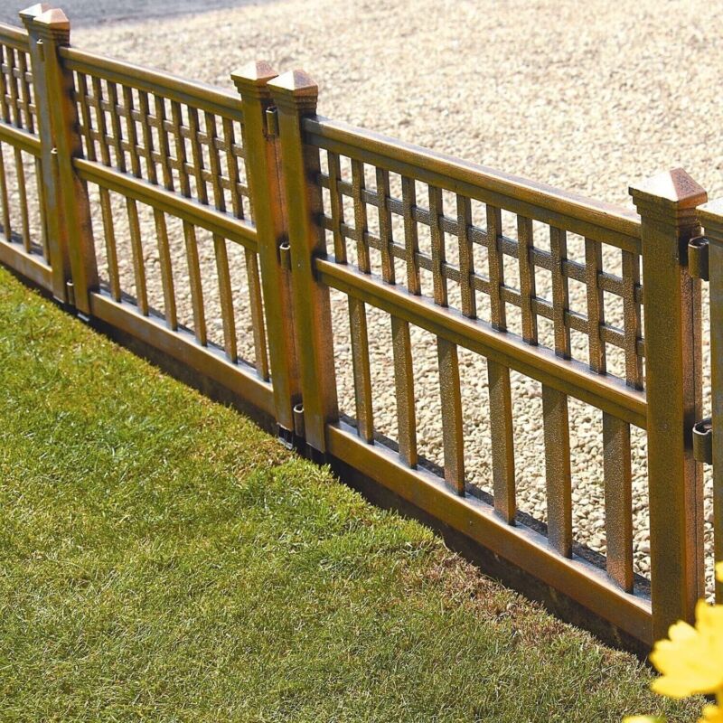 4PK Bronze Plastic Fence Panels Garden Lawn Edging Plant