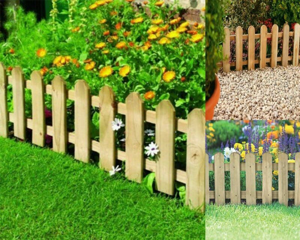 4pcs Large Wooden Picket Border Fence Outdoor