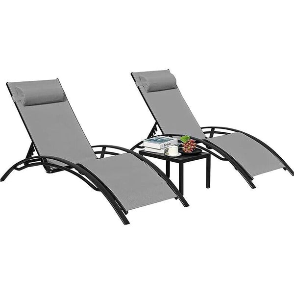 3 Piece Bali Sun Loungers and Side Table Set