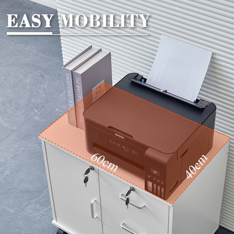 White Office Filing Cabinet Mobile Printer Stand File Storage - Cints and Home