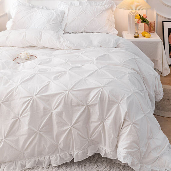 Pleated Duvet Cover Set Bedding Cotton Luxury