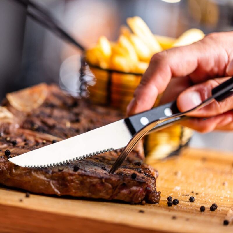 6x Steak Knives Stainless Steel Cutlery Set Meat