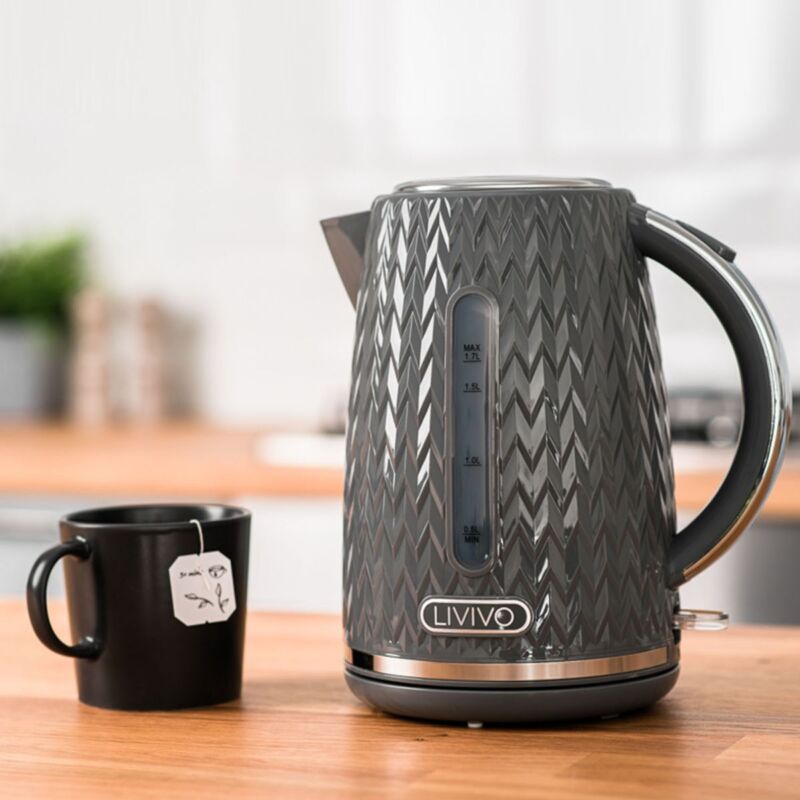 LIVIVO 1.7L Electric Kettle & 4 Slice Toaster Extra-Wide