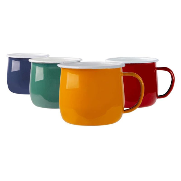 Coloured Enamel Belly Mugs Metal Camping - Cints and Home