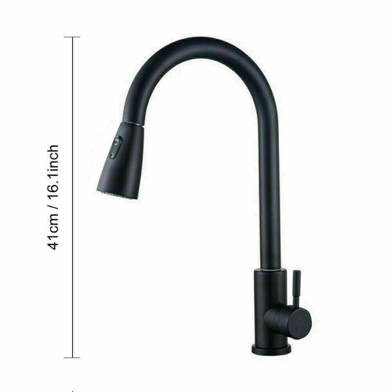 360° Kitchen Sink Mixer Taps Pull Out Single Lever Chrome - Cints and Home