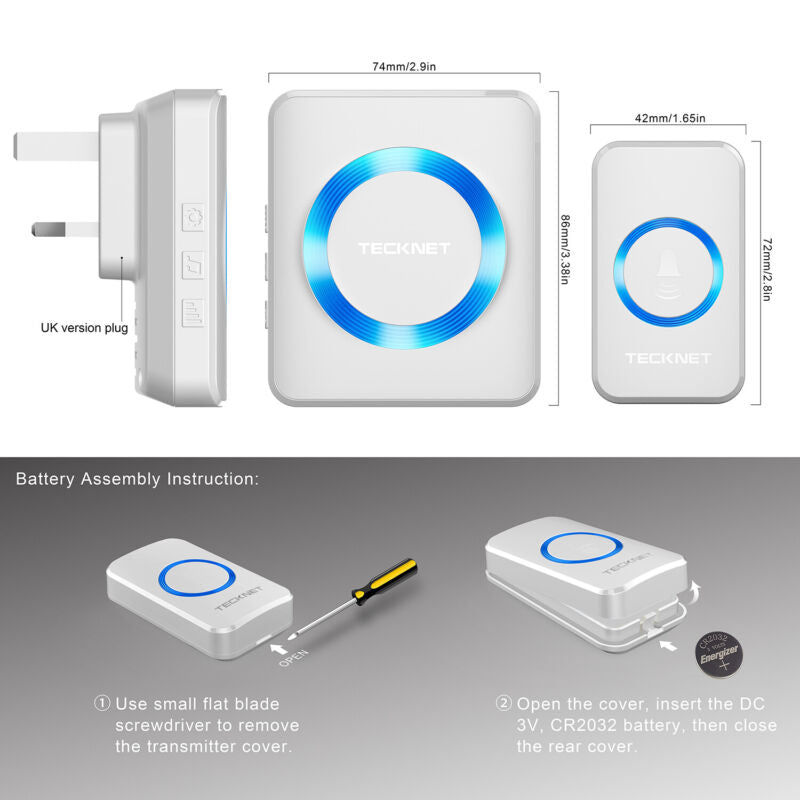 Waterproof Wireless Doorbell Twin Wall Plug In - Cints and Home