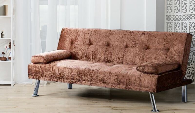 Stunning Crush Velvet Italian Designer Style Sofa Bed