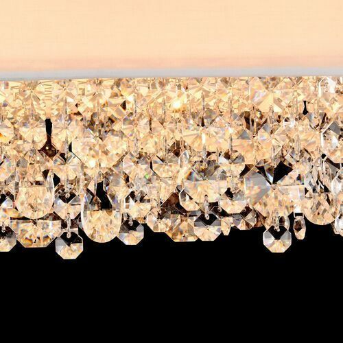 Elegant 9 Light Ceiling Pendant Crystal Chandelier, White Shade
