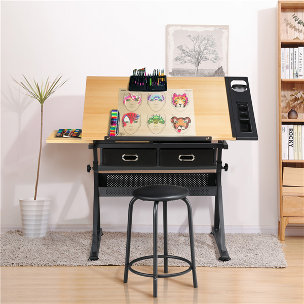Adjustable Drafting Table/Stool Set Wooden Art Desk