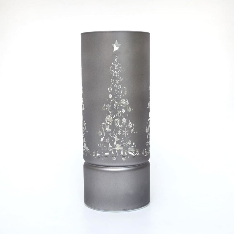 Christmas Table Decoration Xmas Led Grey Glass Vase 27cm