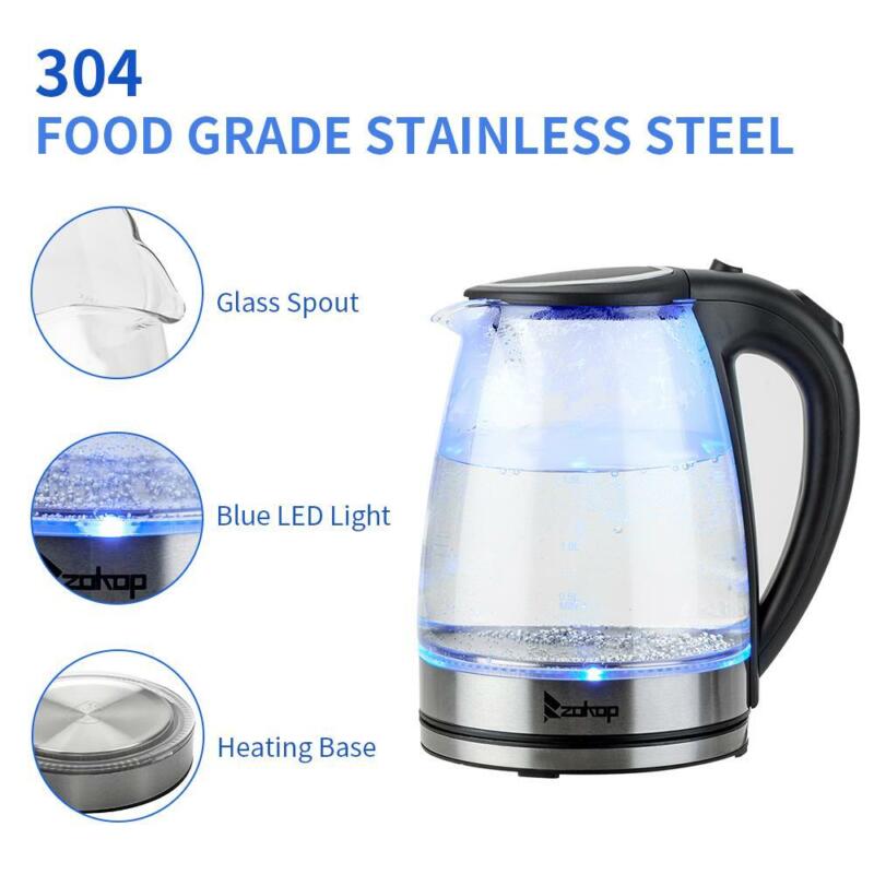 1.8L Electric Kettle Glass 360 Cordless Blue LED