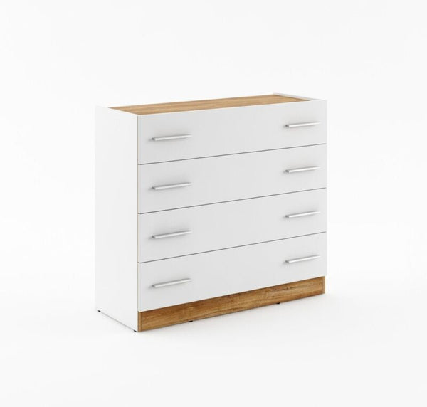 Modern Chest of Drawers in White and Stirling Oak - Cints and Home