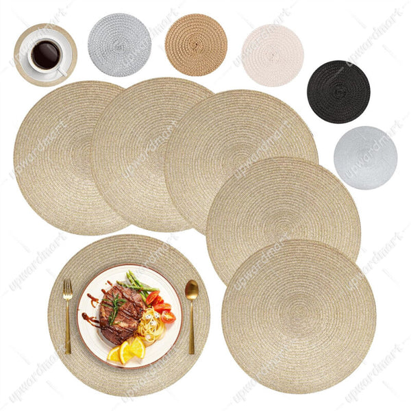 Set of 12 Round Placemats and Coasters Woven