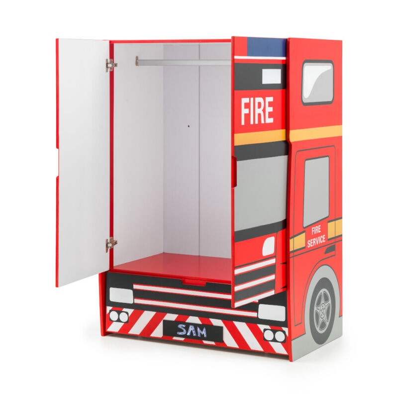 Wooden Wardrobe, Fire Engine Red Wooden Wardrobe - Cints and Home